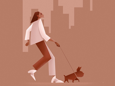Dog Walker | Fragment characterillustration dog dog walker freelance illustrator illustration illustrator minimal illustration nyc procreate