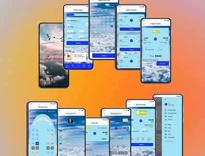 Flight booking app design figma illustration mobile app ui ux