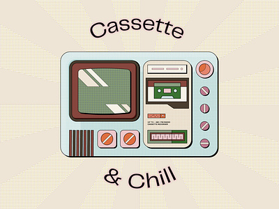 Cassette & Chill badge cassette design digital art enamel badge graphic art illustration illustration art pangrampangram retro retro colors retro design type design typography vector vintage design