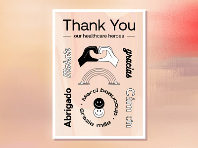 Thank You to Our Healthcare Heroes design healthcare illustration languages layout minimal postcard safety thank you type design typography vector art