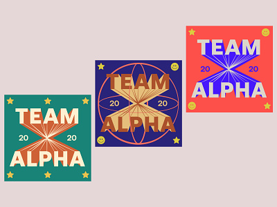 Team Alpha Stickers 2020 colorful illustration lettering stickers team vector