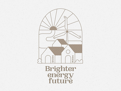 Brighter Energy Future Tee & Totebag clean energy clothing graphic halftone houses illustration sunset tee texture tote totebag tshirt typography vector water wind turbine