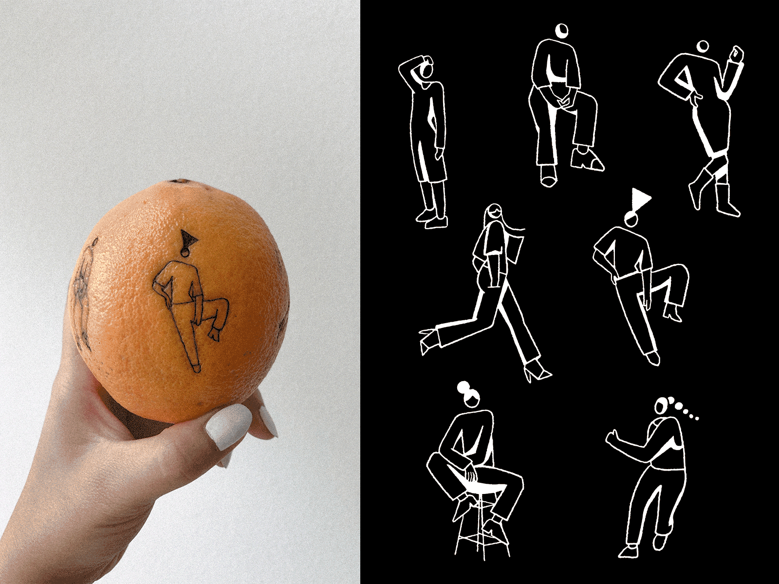 Inktober Tattoos on an Orange artwork character fashion females illustration inktober line art minimal models orange poses tattoo tattoo art tattoo design