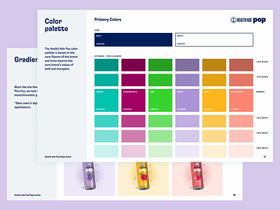 Pop Color Style Guide beverage brand brand book brand guidelines branding branding and identity color palette drink gradient graphic design presentation rebranding style guide visual identity