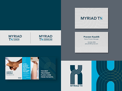 Myriad Tx: Brand Identity Direction #2 art direction brand identity branding business card cancer colors gradient graphic design healthcare identity layout logo logo design medical patterns personal process treatment vector visual identity