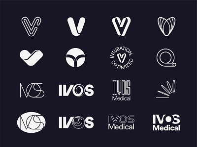 IVOS Medical Logo Redesign Explorations abstract branding brandmark device healthcare icon logo logo design logomark logotype mark medical medical device professional startup symbol tube v vector