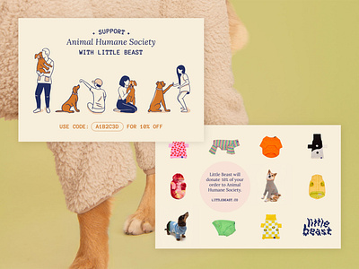 Animal Rescue Organization Postcard | Little Beast animal shelter branding character design dog donation illustration pet adoption pets postcard print rescue
