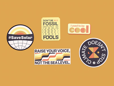 Vote Solar Stickers branding bumper stickers clean energy climate colors cool energy graphic design icons identity illustration layout patterns poster retro solar sticker sticker set sun vector