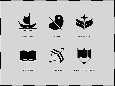 Art Guild — Icon Design boat bold book bow arrow branding design draw geometric icon icon set iconography identity magic modern paint pencil simple systems vector visual identity