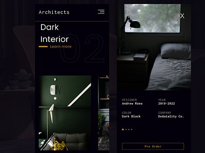 Dark interior web design