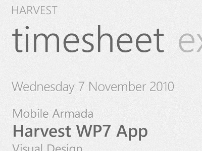 Harvest for Windows Phone 7