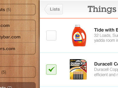 iPad eCommerce App - Shopping Lists 39argyle brown ecommerce ios ipad mobile notepad white wood