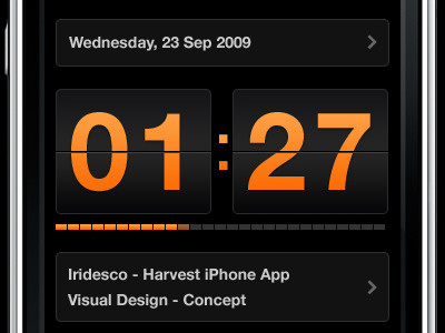 Harvest App Running timer black dial gray harvest iphone mobile orange timer timer dial white