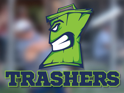 Trashers garbage garbage can logo slowpitch softball sports sports logo trashers