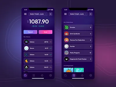 Solana Wallet blockchain collection crypto cryptowallet darkmode gm nft nfts solana token tokens wagmi wallet web3