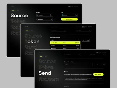 Portal Token Bridge - Redesign Concept (pt. 2) blockchain components crypto dark ui interface nft nfts portal product software token ui ux web web3