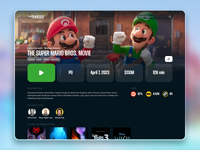 The Trailers: Concept Site Part 2 amazon prime components disney entertainment hbo interface mario movie movies netflix paramount product software streaming streaming service trailers ui ux web web design