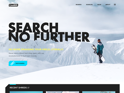 Camber - Website Design hero site snow snowboard snowboarding ui ui practice ux web web design website