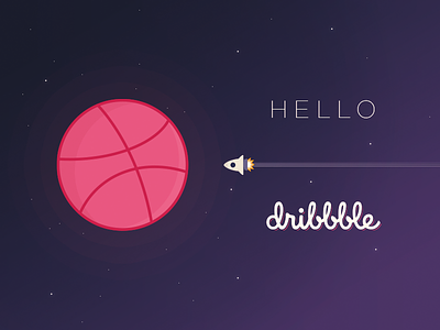 Hello Dribbble debut dribbble first hello planet shot spaceship