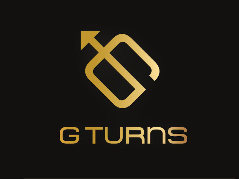 GTurns logo bow and arrow logo g gold
