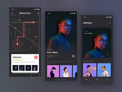 Reservation and haircut app_02 app dark haircut reservation reserve ui