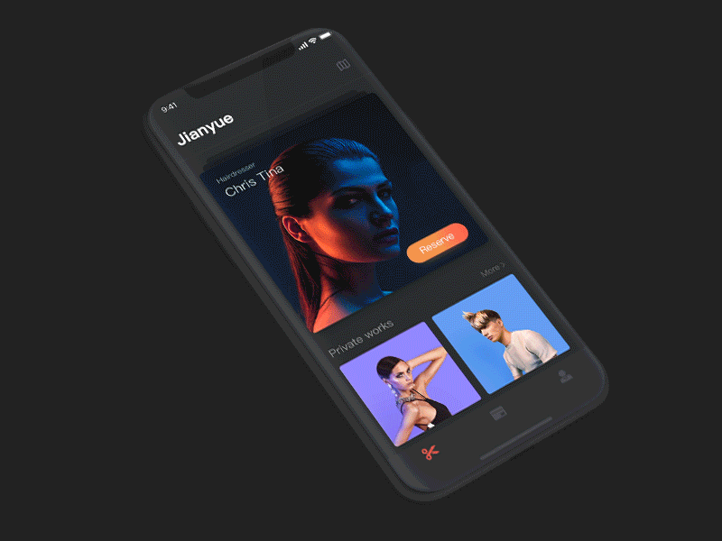 Reservation and haircut app_Dynamic effect