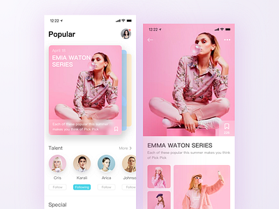 Fashion application card fashion female pink ui