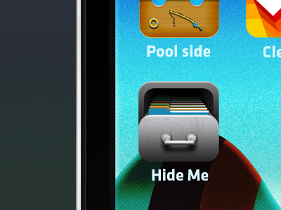 Hide Me app application cabinet drawer grey icon ios retro