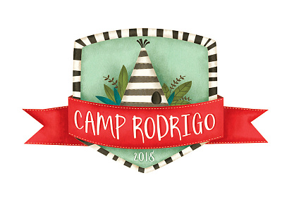 Camp Badge artwork badge camp cartoon character children book cute illustration kids levi ortiz print sketch