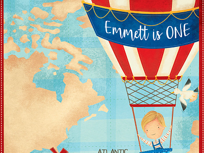 Emmet is One artwork cartoon character children book cute illustration kids levi ortiz party print sketch vector