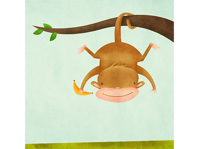 Cute Monkey artwork brand cartoon character children book illustration jungle kids levi ortiz monkey print