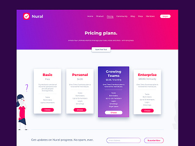 Nural Website / Pricing plans