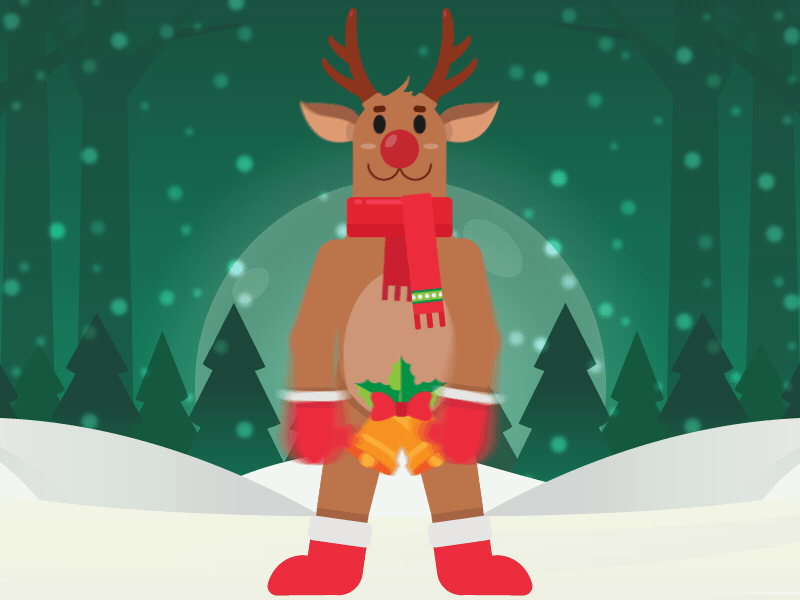ChrisMUST Floss Jingle Bells flat vector illustration design animation reindeer snow december christmas rudolf