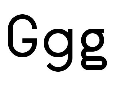Ggg's alignment black white g letter spacing typography