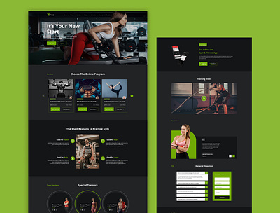Online Fitness and Gym Website Landing Page Design clean excercise exploration fitness fitness website graphic design gym gym website landing page design health minimal design online fitness responsive design sports traning ui ux web design weightloss workout yoga
