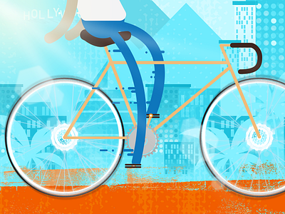 Ride Los Angeles city digital fixie hollywood illustration los angeles texture