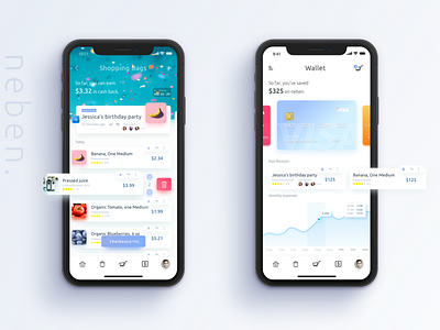 n e b e n . App shopping & wallet page