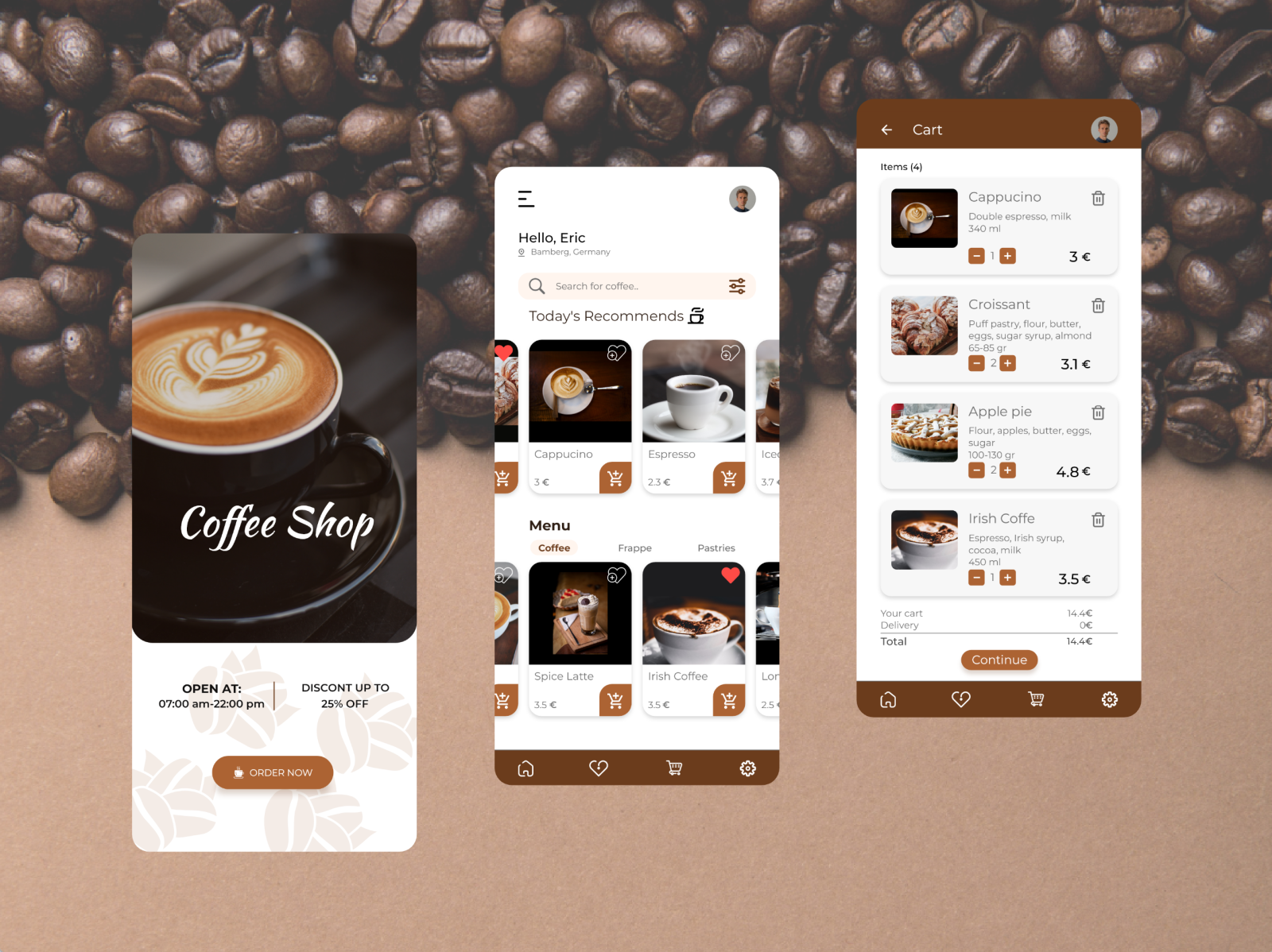 Coffee shop app by Dana Jimbei on Dribbble