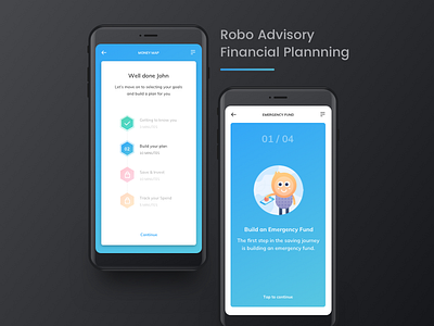 UX | UI Design for a goals planning app advisory app finance gamification investment planning robo
