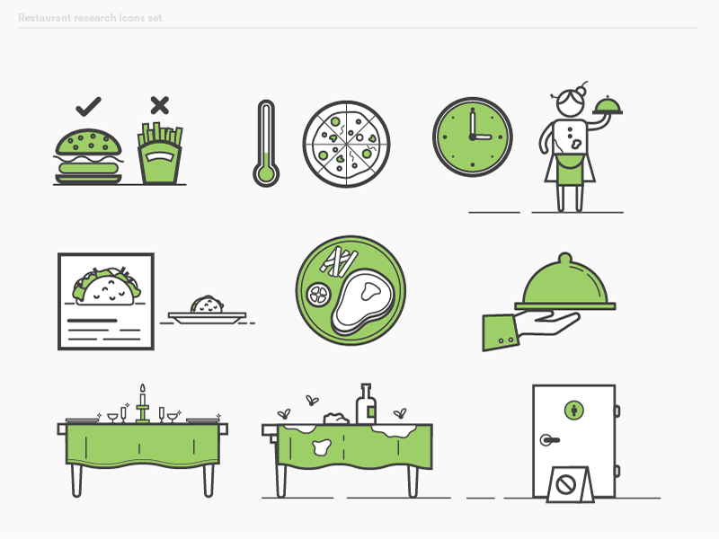 Diners survey ebook icons set 1 icons design flat food delivery illustrator illustration