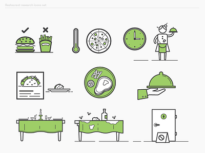 Diners survey ebook icons set 1 delivery design flat food icons illustration illustrator