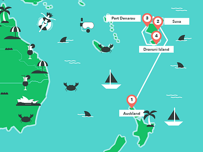 The Fiji Encounter illustration map vector