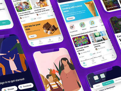 Actively Parenting Mobile App branding design illustration kids parenting plan tracking ui