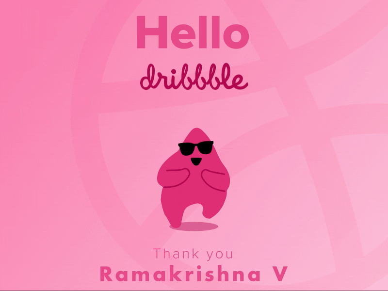 Hello to Dribbble animation cool debut dribbble excited first shot gif hello illustration thank you vector