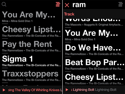 Screens from List.en app app black icons ios iphone list.en listen music pink ui ux white