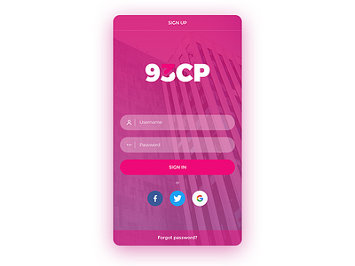93CP app android aplication app consulting gradient ios mobile pink signin signup uxui