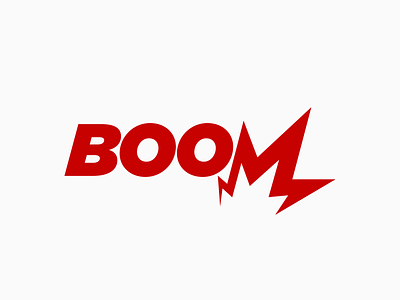 Boom Wordmark bomb boom explosion impact logo minimal red