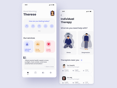 Mental Health App android homepage ios mental health mobile mobile design ui ux