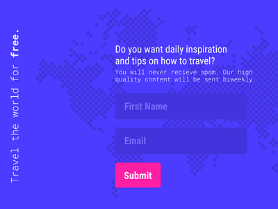 Travel Tips Website Signup Page ux ux challenge