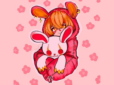 Bunny Hoodie anime digitalart original